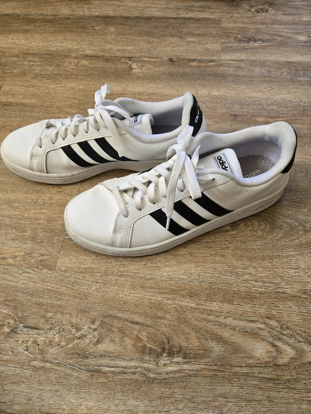 adidas Men’s White Sneakers with Black Three-Stripes